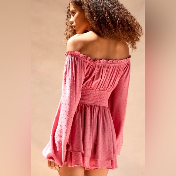 🌸 NWT Urban‎ Outfitters Pink Smocked Mini Dress | Cottagecore Boho Feminine - Picture 3 of 8